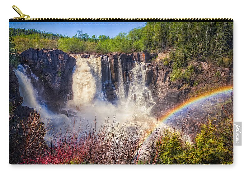 Atmosphere Zip Pouch featuring the photograph Waterfalls and Rainbows by Rikk Flohr