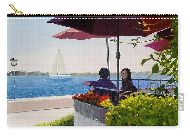 San Diego Zip Pouch featuring the painting Waterfront Cafe by Karyn Robinson