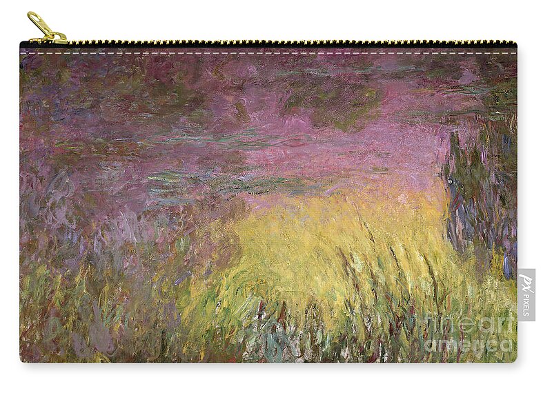 Waterlilies At Sunset Zip Pouch featuring the painting Waterlilies at Sunset by Claude Monet
