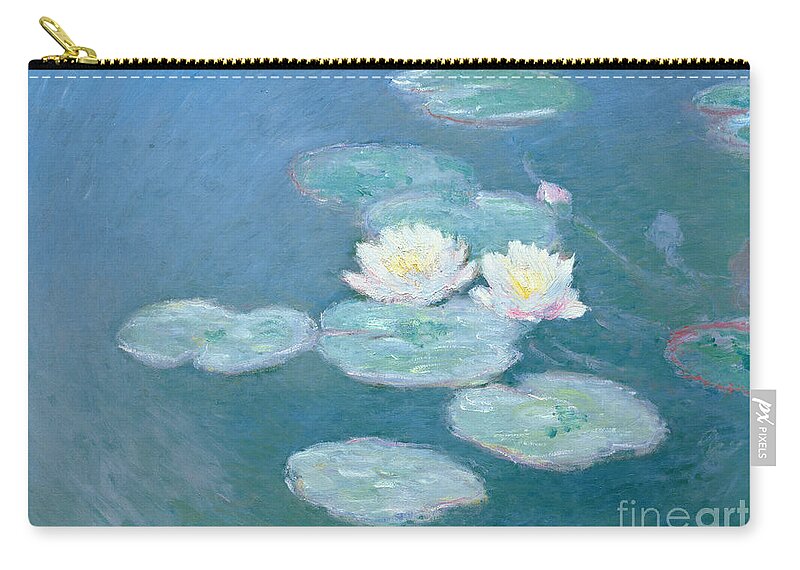 Waterlilies Carry-all Pouch featuring the painting Waterlilies Evening by Claude Monet
