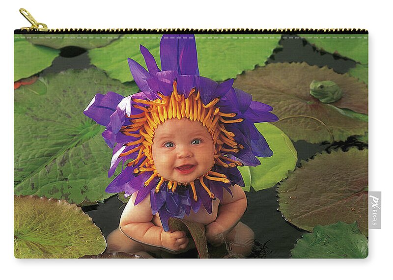 Flower Carry-all Pouch featuring the photograph Tayla as a Waterlily by Anne Geddes