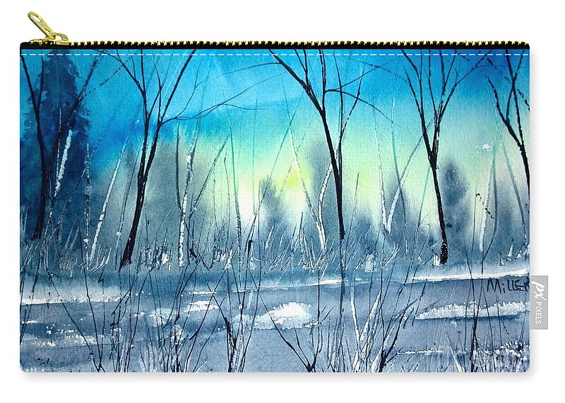 Watercolor Landscape Zip Pouch featuring the painting Water's Edge by Eunice Miller