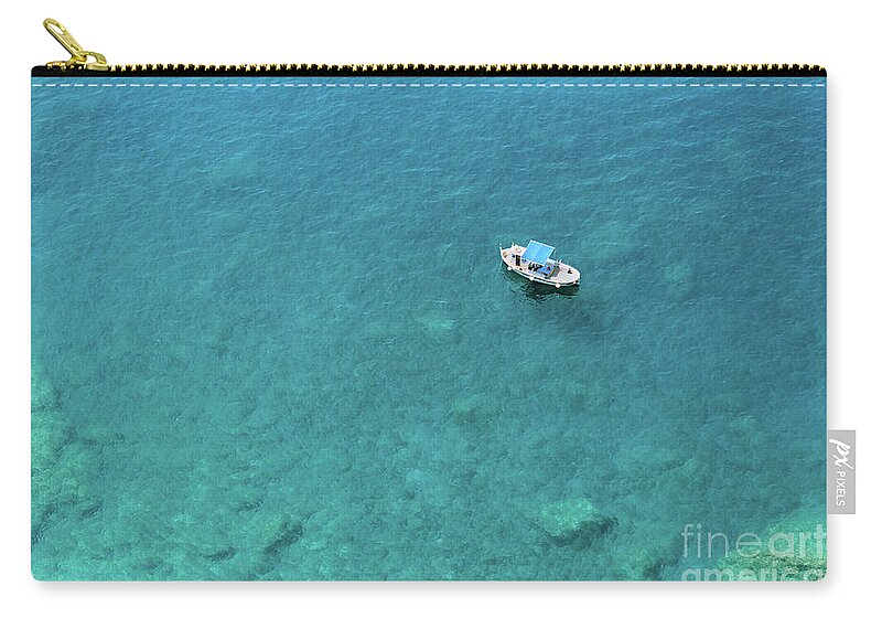 Boat Zip Pouch featuring the photograph Waters of the Mediterranean Sea by Adam Long