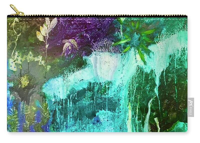 Aqua Zip Pouch featuring the painting Waterworld by Carole Johnson