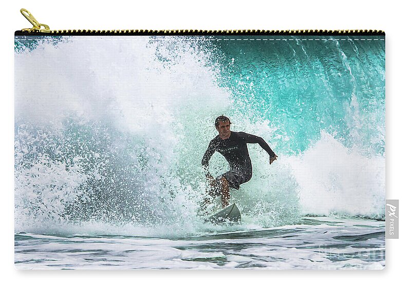 Beach Zip Pouch featuring the photograph Runnin' Down A Wave by Eye Olating Images