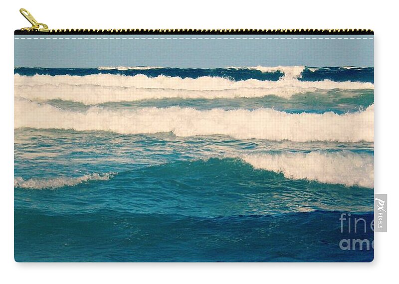 Waves Zip Pouch featuring the photograph Waves In Blue by Leanne Seymour