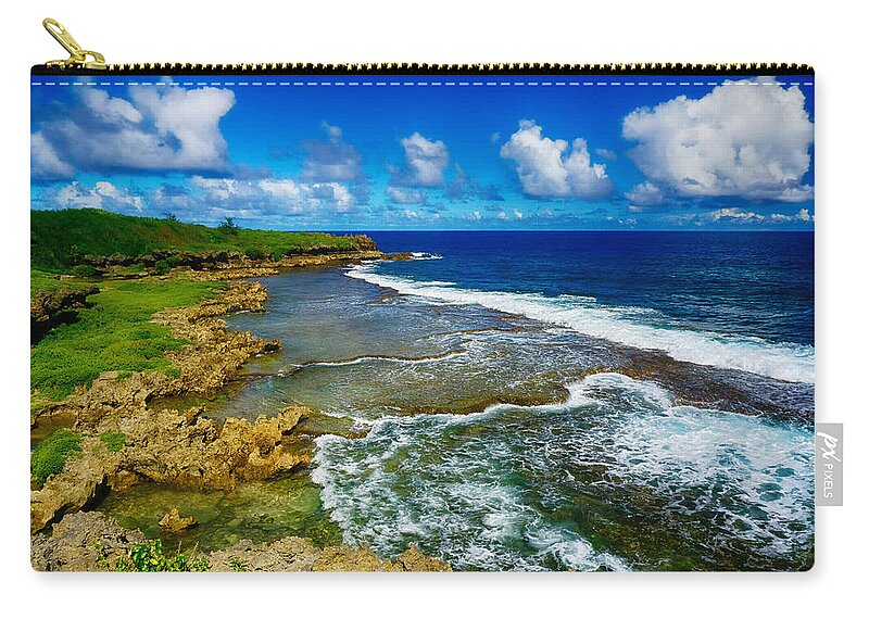 Pristine Zip Pouch featuring the photograph Waves of Inarajan by Amanda Jones