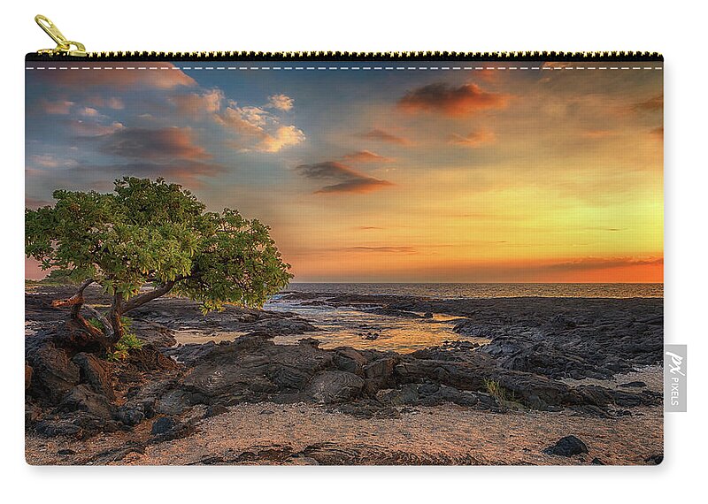 Sunset Zip Pouch featuring the photograph Wawaloli Beach Sunset by Susan Rissi Tregoning