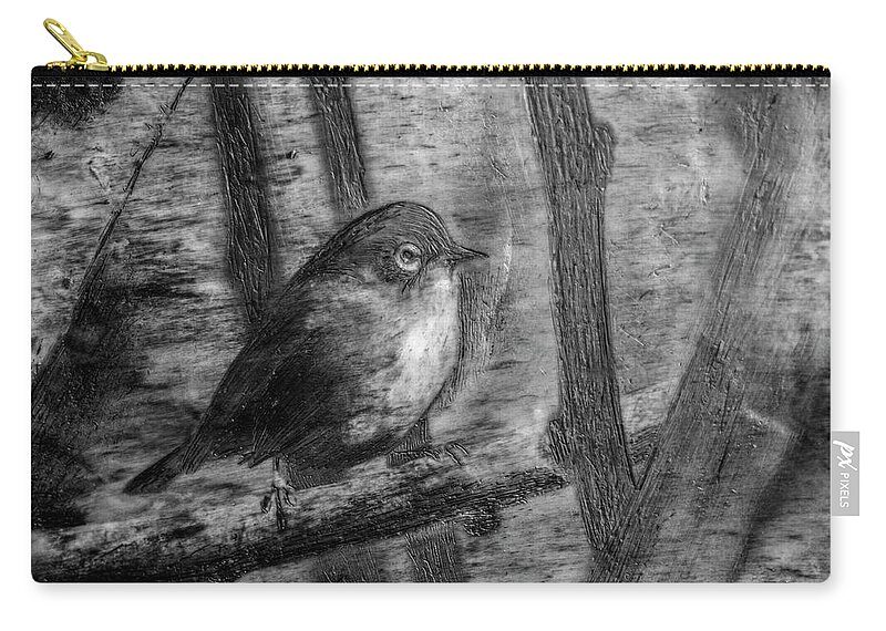 Wax-eye Carry-all Pouch featuring the mixed media Wax-Eye by Roseanne Jones