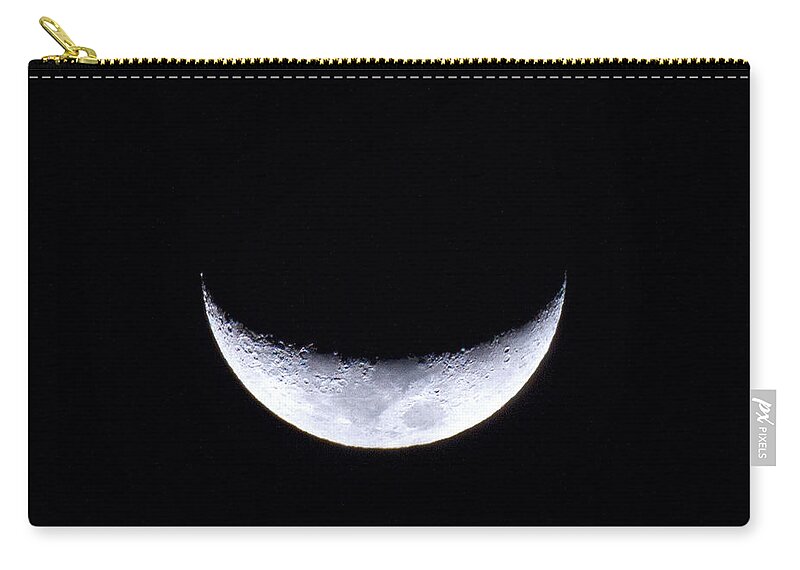 Moon Zip Pouch featuring the photograph Waxing Crescent Moon Night 3 by Mark Andrew Thomas