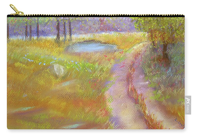 Pond Zip Pouch featuring the pastel Way to the Pond by Loretta Luglio