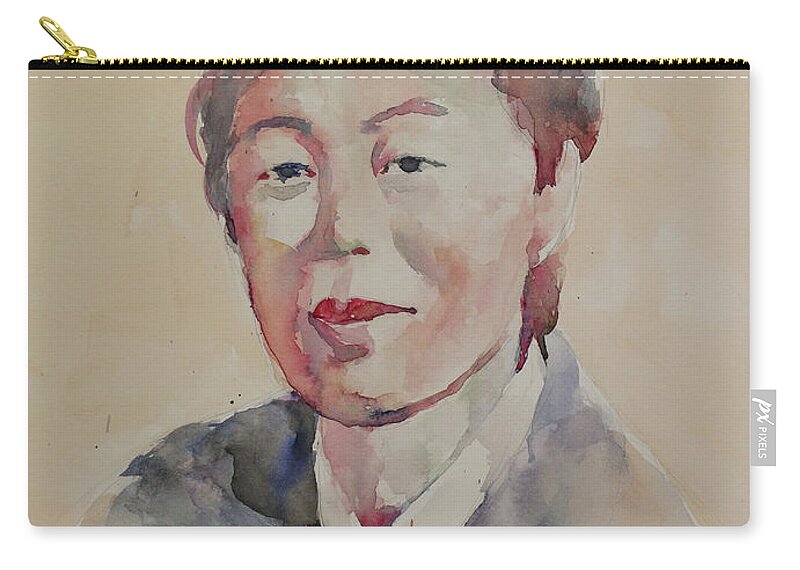 Watercolor Zip Pouch featuring the painting WC Portrait 1625 My Mama by Becky Kim