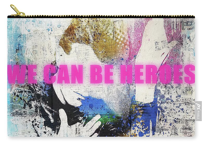Jimi Zip Pouch featuring the painting We can be heroes by Art Popop