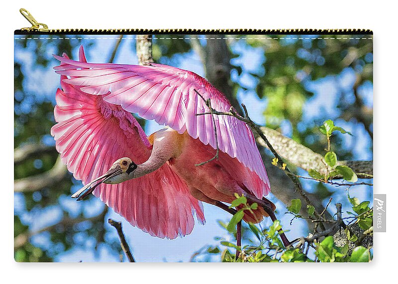 Spoonbills Carry-all Pouch featuring the photograph We Have Lift Off by DB Hayes
