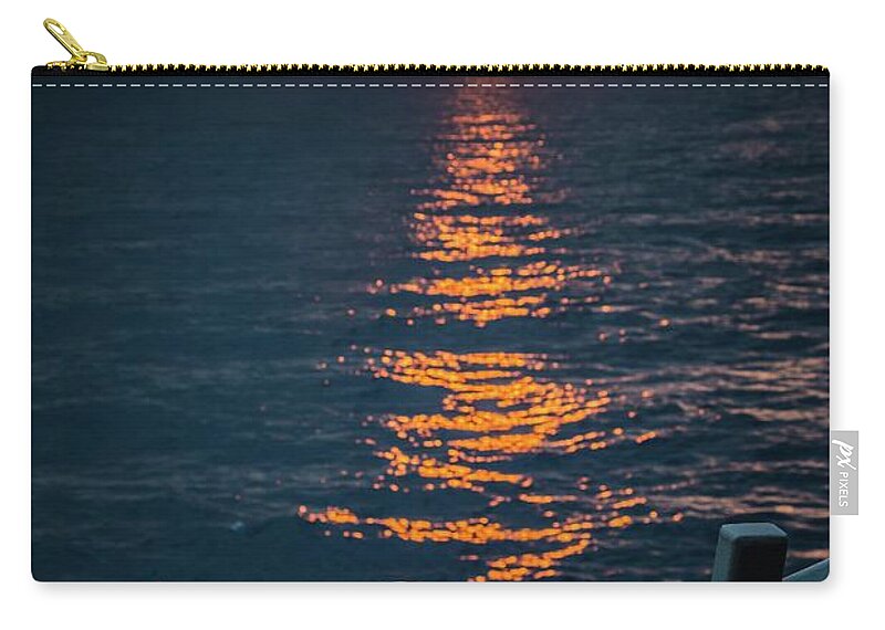 Navy Zip Pouch featuring the photograph Weather Deck Sunset by Larkin's Balcony Photography