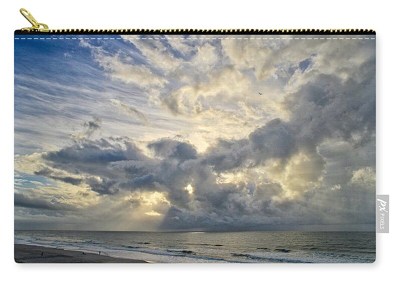 Clouds Zip Pouch featuring the photograph Weather Over Topsail Beach 2977 by Wesley Elsberry