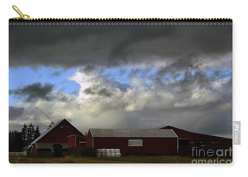 Clay Zip Pouch featuring the photograph Weather Threatening The Farm by Clayton Bruster
