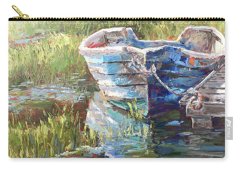 Dinghy Zip Pouch featuring the painting Weathered and Worn by Barbara Hageman