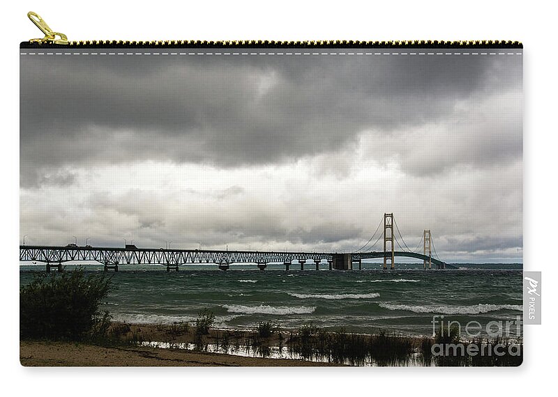 Mackinac Bridge Zip Pouch featuring the photograph Weathering the Storm by Randy J Heath