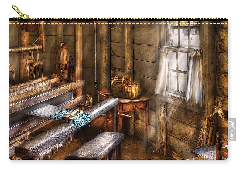 Savad Zip Pouch featuring the photograph Weaver - The Weavers Room by Mike Savad