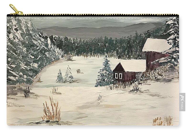 Landscape Zip Pouch featuring the painting Weekend Getaway by Ovidiu Ervin Gruia