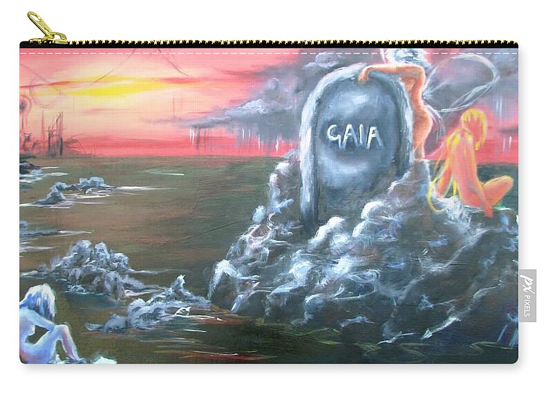 Gaia Zip Pouch featuring the painting Weep For Gaia by Patricia Kanzler