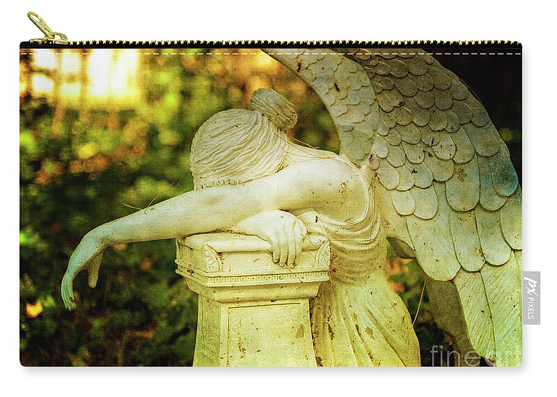 Angel Zip Pouch featuring the photograph Weeping Angel by Debra Fedchin