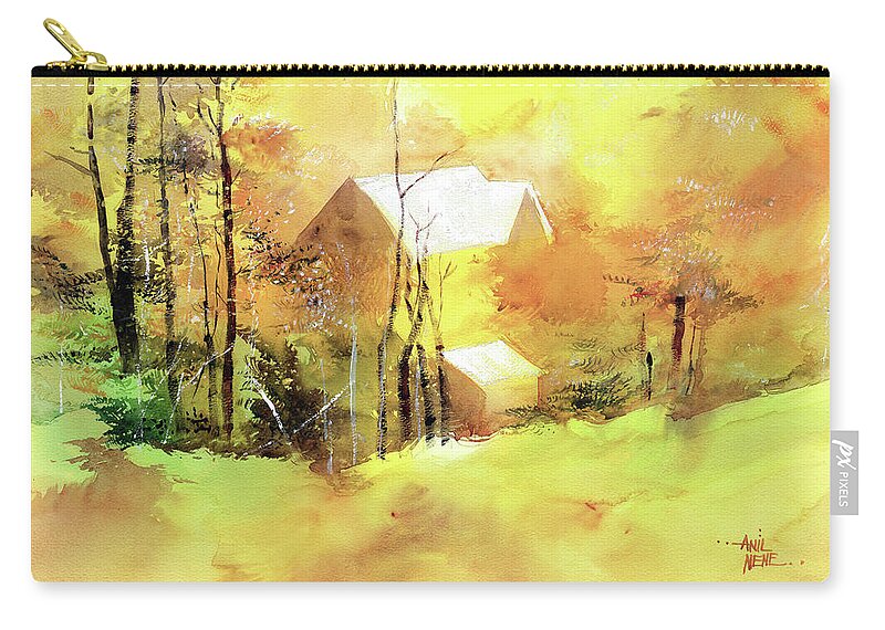 Nature Zip Pouch featuring the painting Welcome Winter by Anil Nene