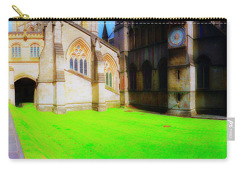 And Zip Pouch featuring the photograph Wells Cathedral North by Jan W Faul