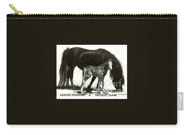 Welsh Pony Zip Pouch featuring the painting Welsh Pony Mare and Foal by Ryn Shell