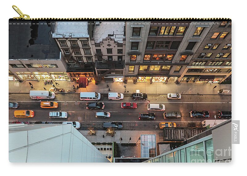 Aerial Zip Pouch featuring the photograph West 37th St New York by Thomas Marchessault