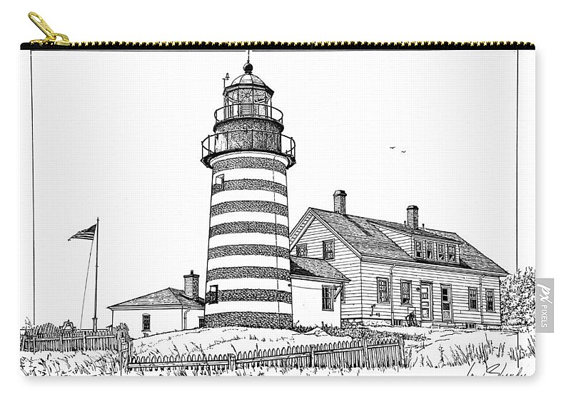West Quoddy Head Light Zip Pouch featuring the photograph West Quoddy Head Light by Ira Shander