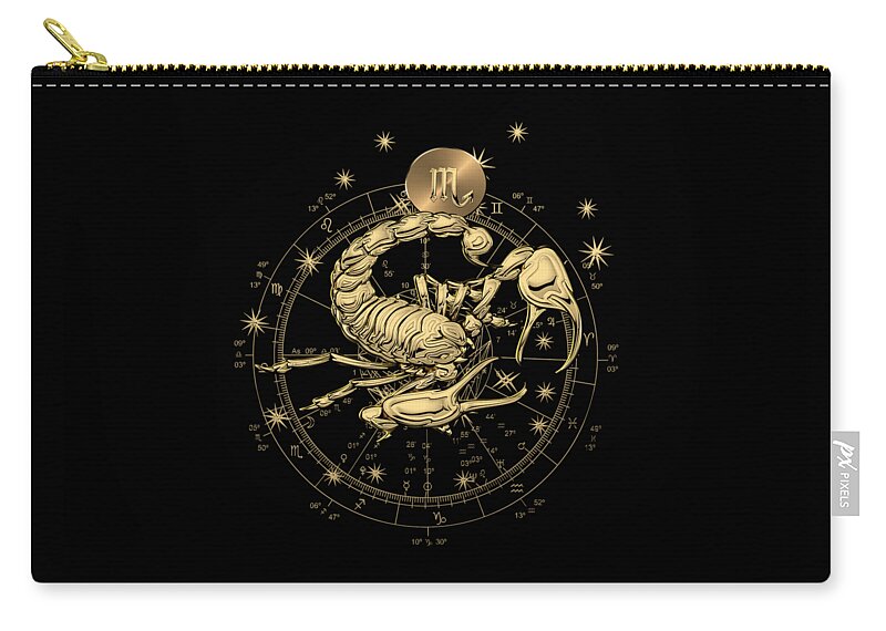 Western Zodiac - Golden Scorpio - The Scorpion on Black Canvas Zip Pouch by  Serge Averbukh - Instaprints