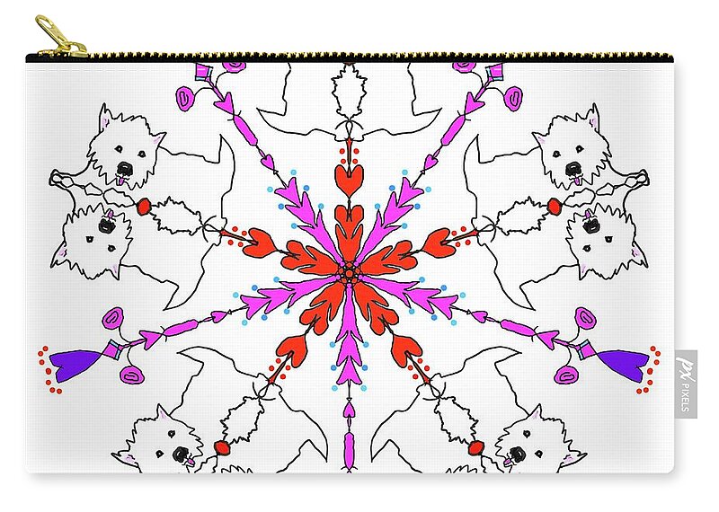 West Highland White Terrier Zip Pouch featuring the digital art Westie Kaleidoscope by Debra Baldwin