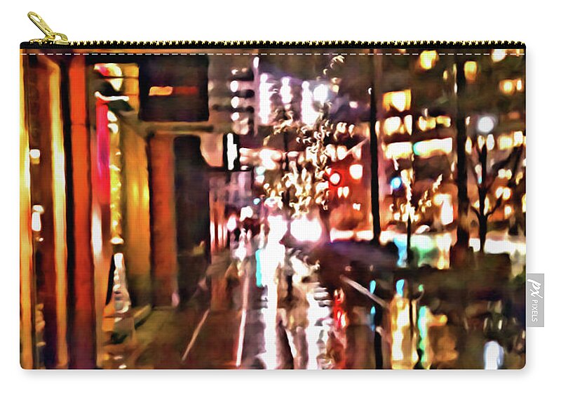 City Zip Pouch featuring the digital art Westlake Rain by Paisley O'Farrell