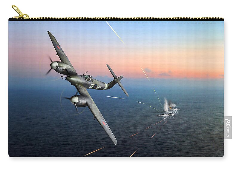 137 Squadron Zip Pouch featuring the photograph Westland Whirlwind attacking E-boats by Gary Eason