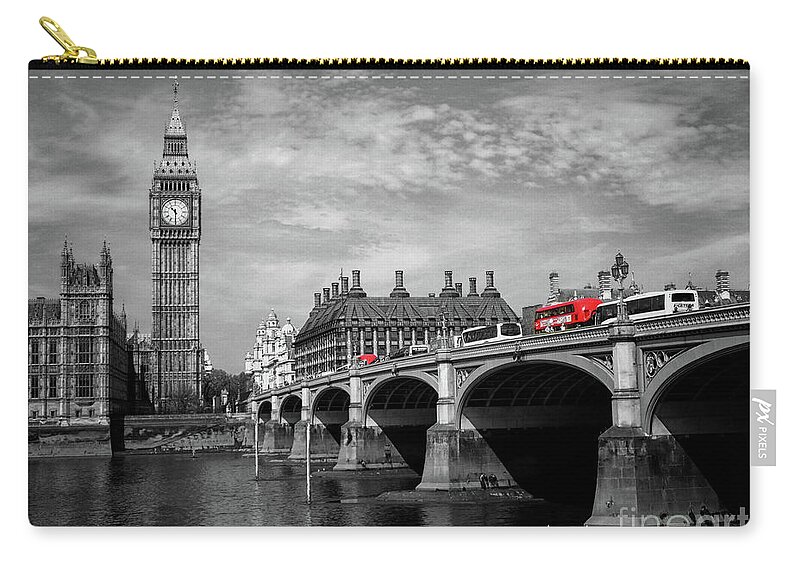 Westminster Bridge Zip Pouch featuring the photograph Westminster Bridge and Big Ben London by Lynn Bolt