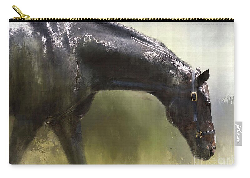 Equine Zip Pouch featuring the photograph Wet Bay by Kathy Russell