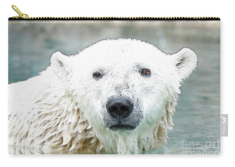 Cincinnati Zoo Zip Pouch featuring the photograph Wet Polar Bear by Ed Taylor