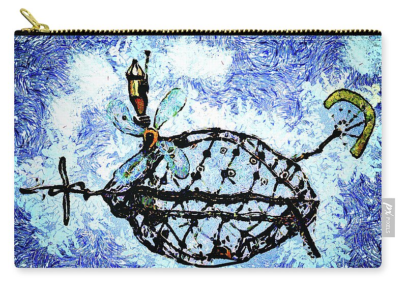 Thingamajig Zip Pouch featuring the mixed media Whachacallit by Joseph Hollingsworth
