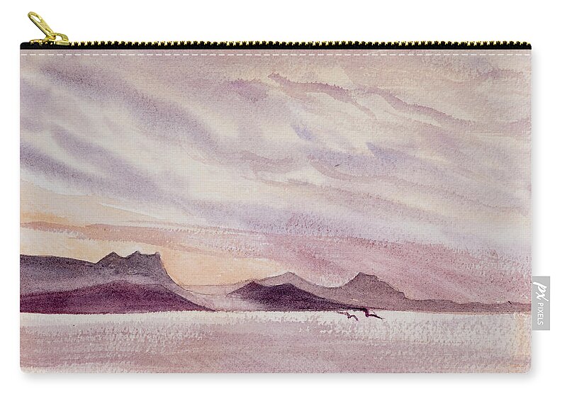 Bay Zip Pouch featuring the painting Whangarei Heads at sunrise, New Zealand by Dorothy Darden