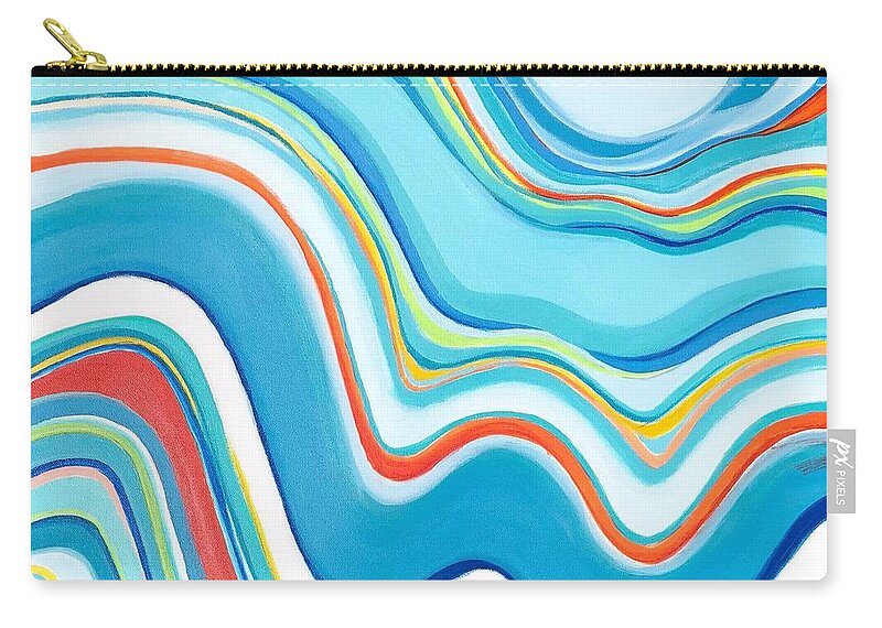 Blue Zip Pouch featuring the painting What Happy Looks Like by Susan Kayler
