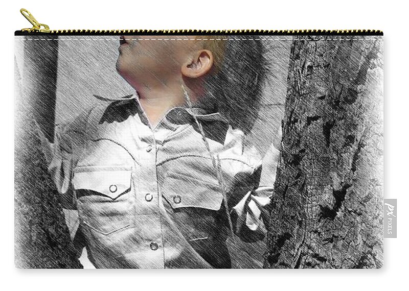 Child Zip Pouch featuring the drawing What's Up There by Adam Vance
