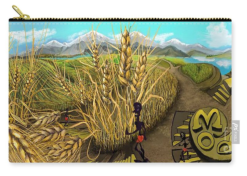 Wheat Zip Pouch featuring the digital art Wheat field Day Dreaming by Joseph Mora