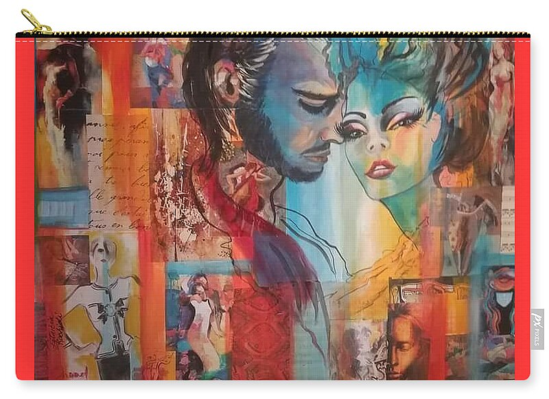 Collage Zip Pouch featuring the mixed media When a man loves a woman by Patricia Rachidi
