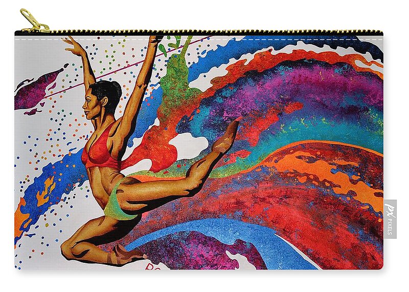 Colorful Ballerina In Motion Zip Pouch featuring the painting When Misty Moves by William Roby