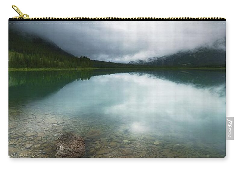 Mountains Zip Pouch featuring the photograph When Spray Lake Clouds Over by Karl Anderson