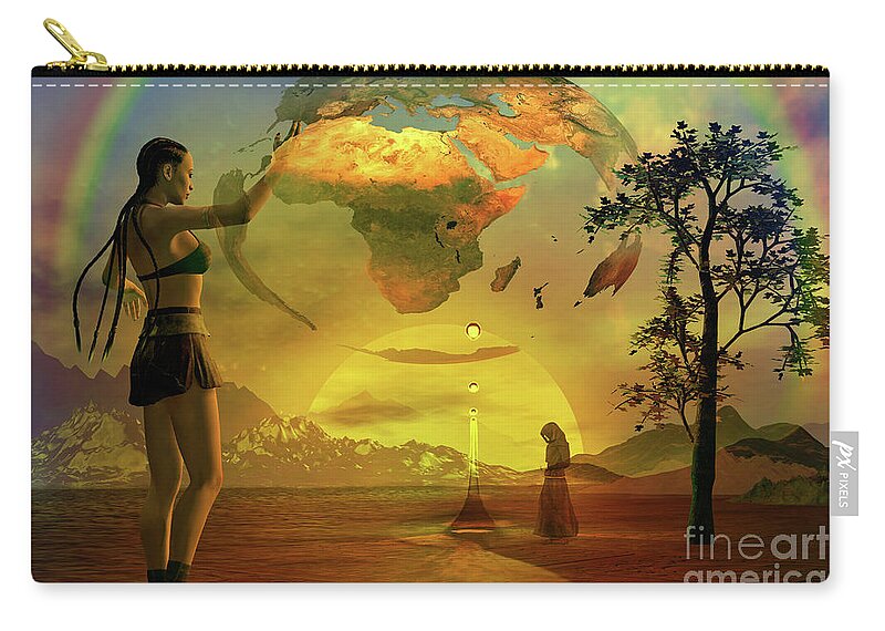 Tears Zip Pouch featuring the digital art When The Earth Weeps by Shadowlea Is
