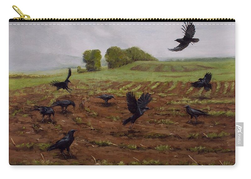 Crows Zip Pouch featuring the painting When the Fog Burns Off by Bibi Snelderwaard Brion