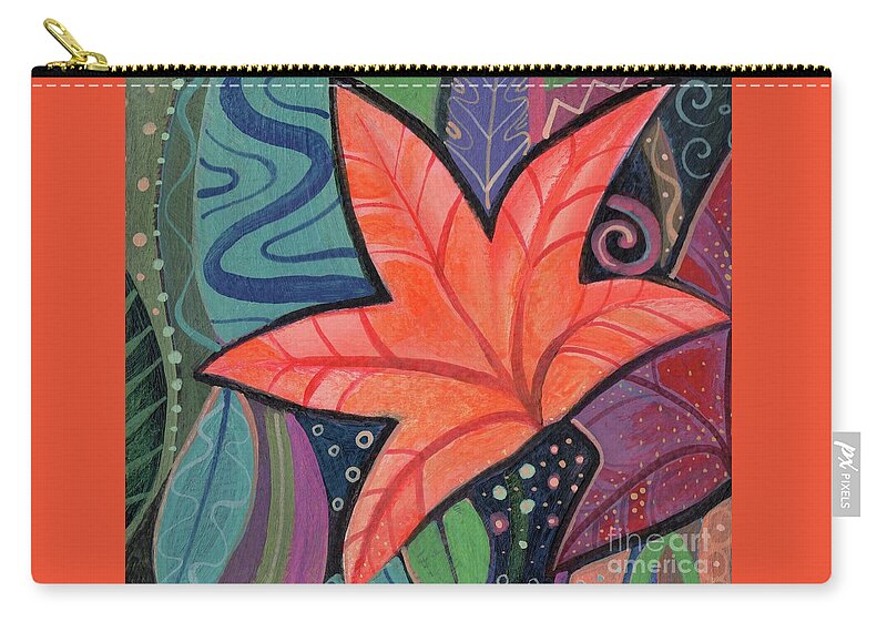 Orange Leaf Zip Pouch featuring the digital art When The Leaves Turn by Helena Tiainen